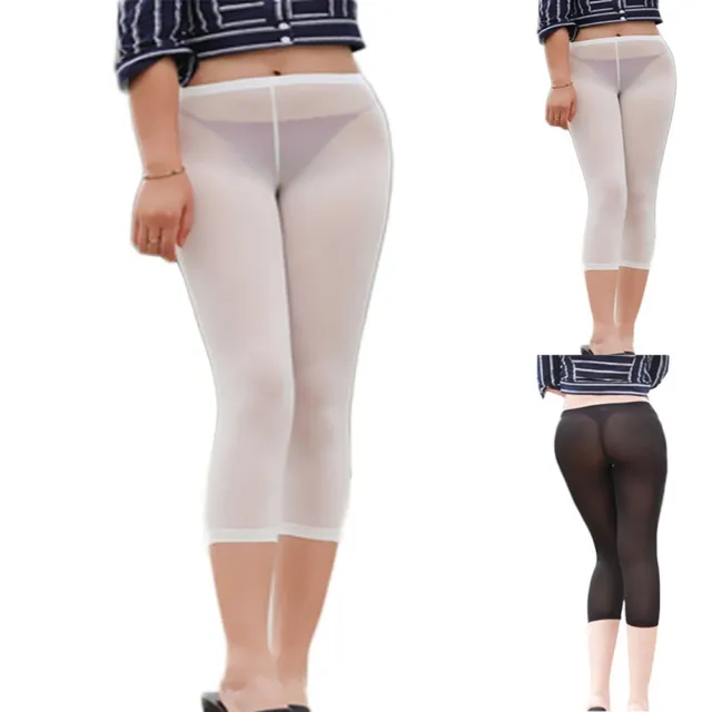 FASHIONABLE SOLID COLOR Sheer Leggings Women's Ultra Thin Cropped Pants  $29.29 - PicClick AU