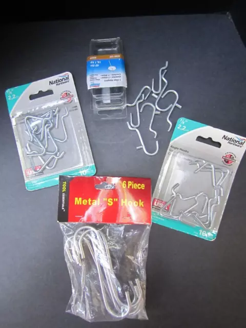 Assorted Metal Hooks - Peg Clips - S Hooks - Misc Hooks