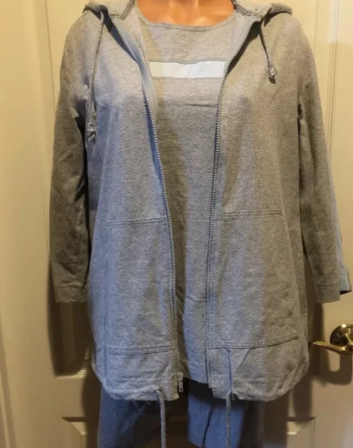 STEENA Maternity 3pc Gray Blue Hoodie Jacket Top Shorts Set Size Small S