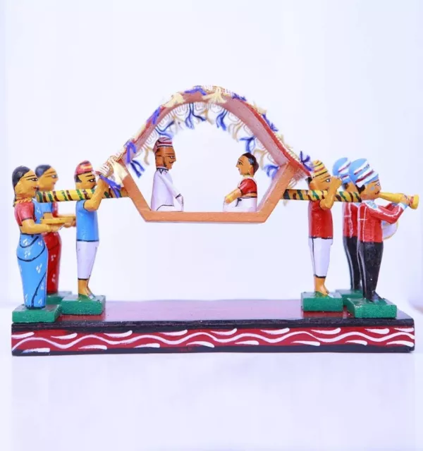 Figura decorativa Pallaki de madera hecha a mano Kondapalli de 12.0 x 4.0 x...