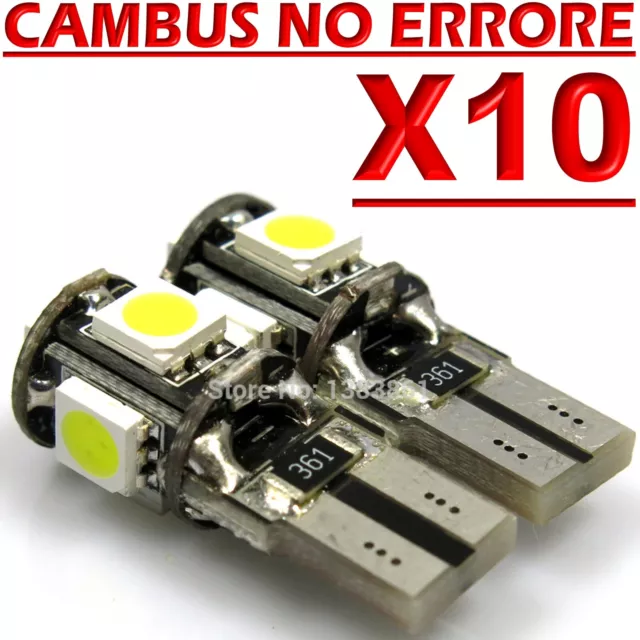 2 Led T10 Lampade Gel Silica SMD COB No Errore Canbus BIANCO Xenon Lampadine  W5