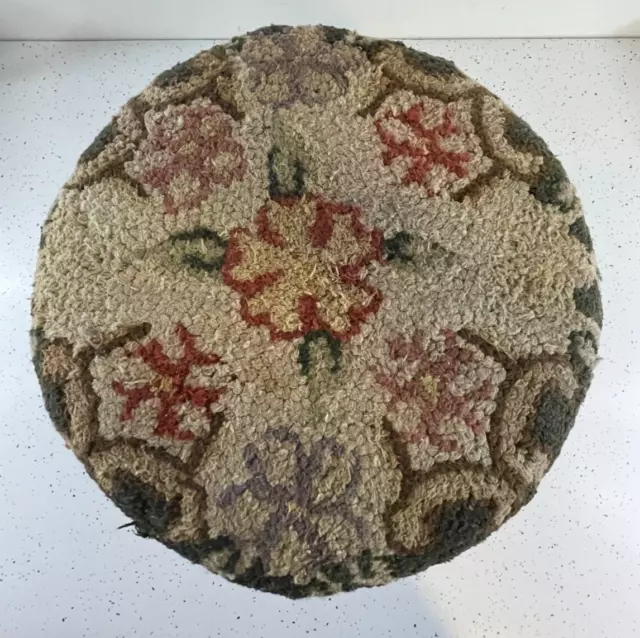 Vintage Small Needlepoint Tapestry Carpet Floral Stool with Wooden Legs