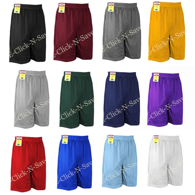 Mens Athletic Jersey 2 Pocket Mesh Shorts Gym Workout Basketball Fitness S~5Xl