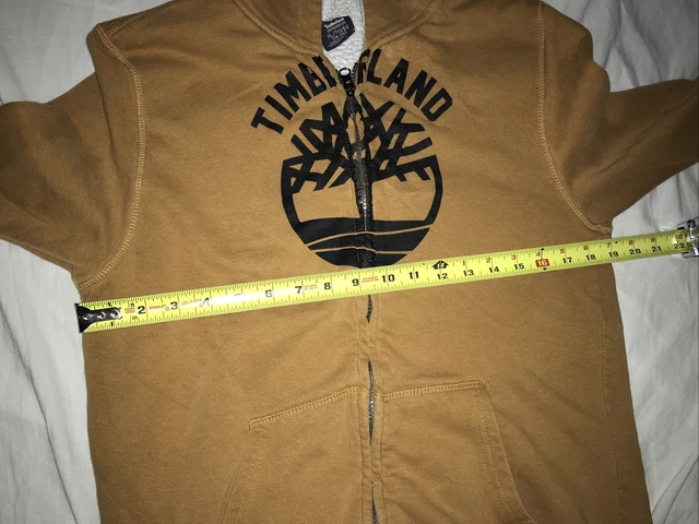 Timberland Beige Full Zip Hoodie Sweatshirt Jacket Sherpa Lined Size XL 8