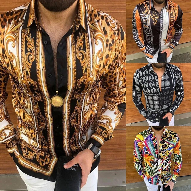 Camicie Moda Uomo Camicia Top Trendy Da Uomo Stampati Manica Lunga