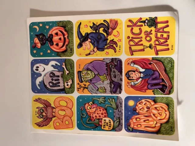 Gibson VTG Stickers Halloween, trick-or-treat 4- Sheets. (36 Total Stickers)