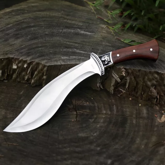 Kukri Machete with a stainless blade and wooden handle (Full Tang) (bowie knife)