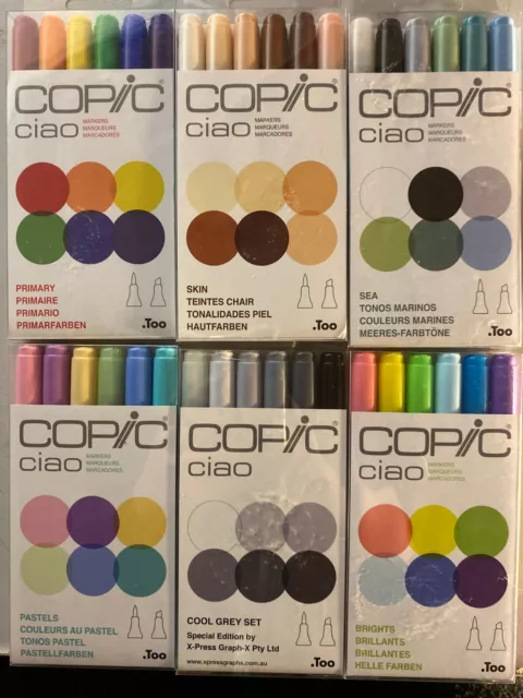 Copic Ciao Dual Tipped Refillable Alcohol Markers 6 Pack Professional Artist Pen