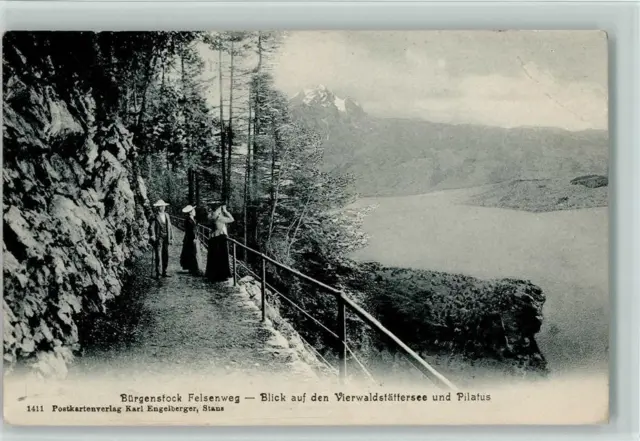 11059305 - Buergenstock Felsenweg Blick auf den Vierwaldstaettersee und Pilatus