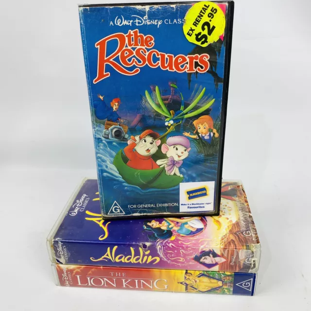 Disney Classics 3 x VHS Video Bundle: The Rescuers Black Diamond Edition + more