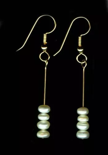 Vintage Salt Water Pearl + 14ktGF Earrings Ancient Greece Ocean Lightening Tears 3