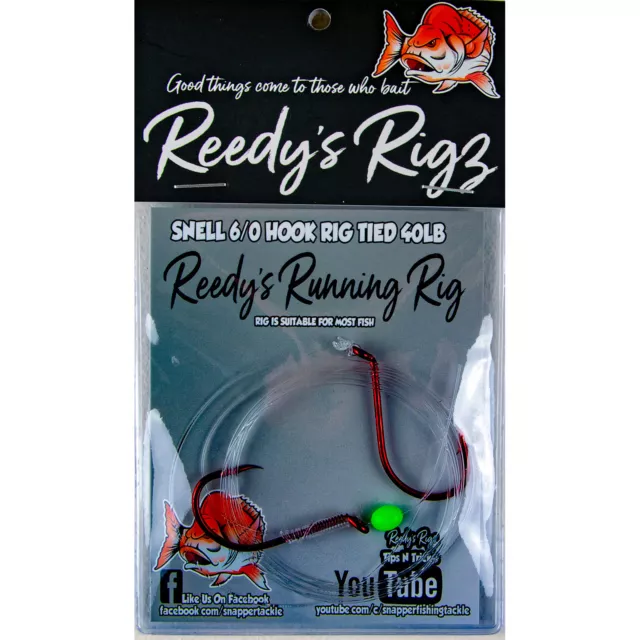 3x 6/0 Hook snapper rigs Snell Runing Rig Twint Hook Fishing Rig