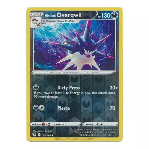 Hisuian Overqwil 091/189 Reverse Holo seltene astrale Ausstrahlung Pokémon-Karte TCG neuwertig