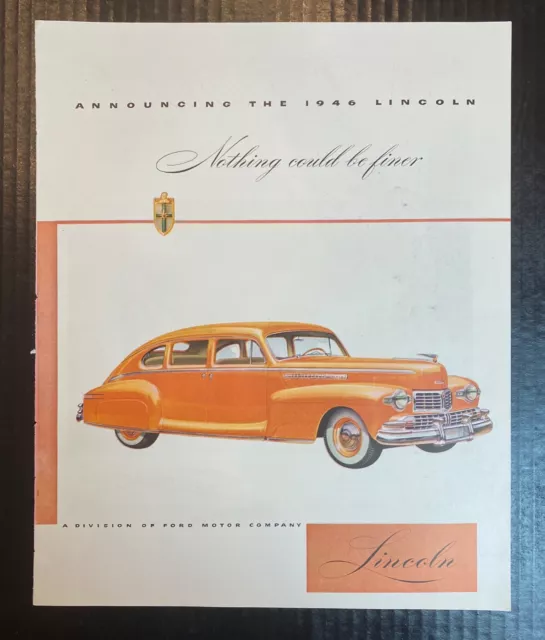 1946 Lincoln sedan orange car vintage print ad
