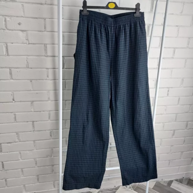 Asos Design Women's Trousers Wide Leg Pockets Cotton Navy Blue Size 14