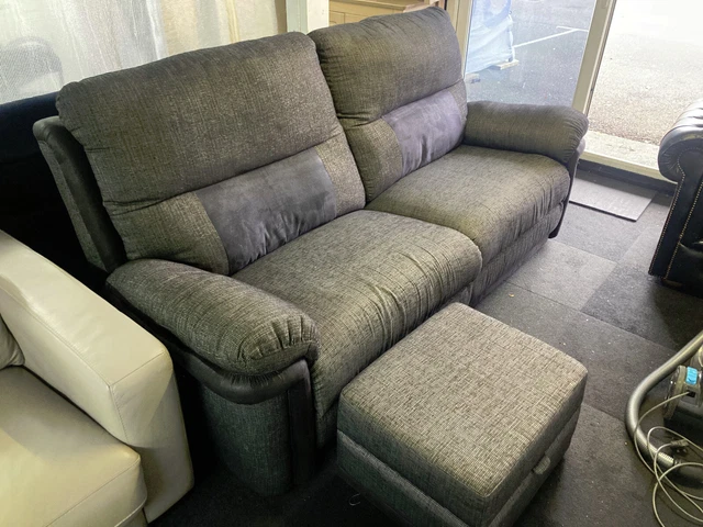 SOFAS SALE 509 Scs Lazyboy Nevada Grey Large 3 Seater Storage Stool Recliners 509.99 PicClick UK