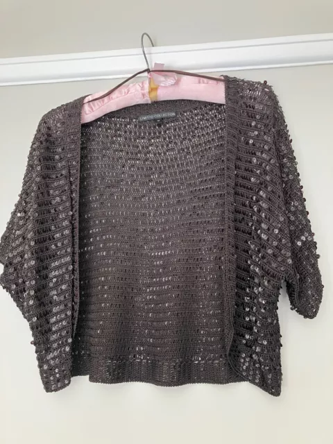GIACCA PAILLETTES M&S MAI INDOSSATA STILE BOLERO-MARRONE SCURO-TAGLIA MEDIA - Splendida