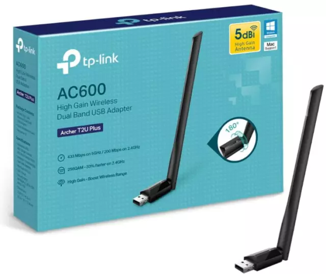 TP-Link AC600 High Gain USB Dual Band Wi-Fi Adapter with 5dBi Antenna