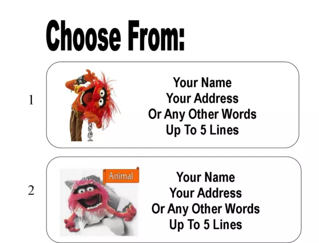 30 Animal ( Muppets ) Personalized Address Labels