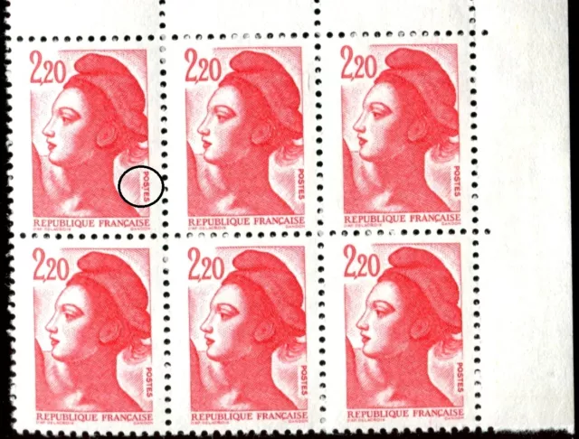 TIMBRE VARIETES : LIBERTE : 2,20 ROUGE N° Yvert : 2376 L44U