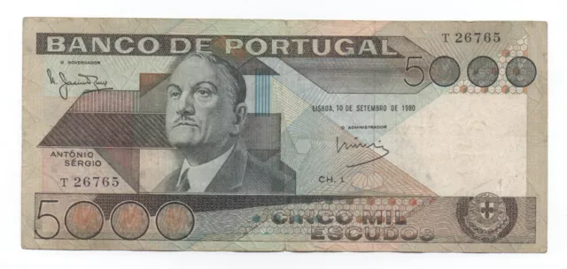 Portugal 5000 Escudos 1980 Pick 182 A Look Scans