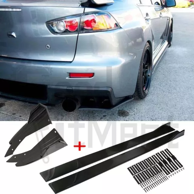 For Mitsubishi Lancer EVO X 2.2m Side Skirt Extension Splitter+Rear Lip Diffuser