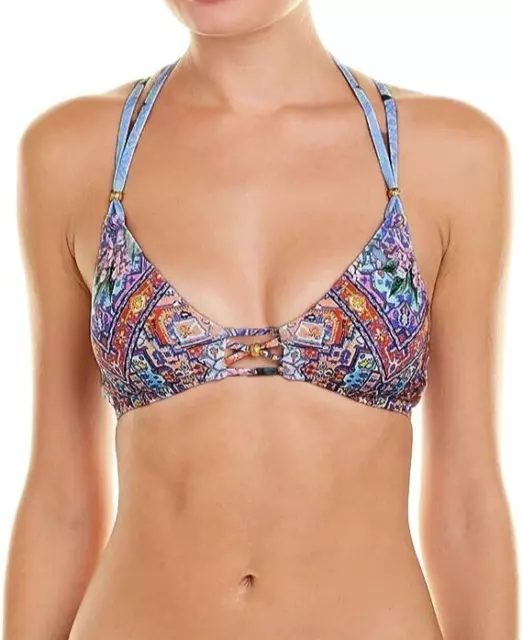 Nanette Lepore Women's Strappy Hardware Swim Bralette Bikini Top, Multicolor, S