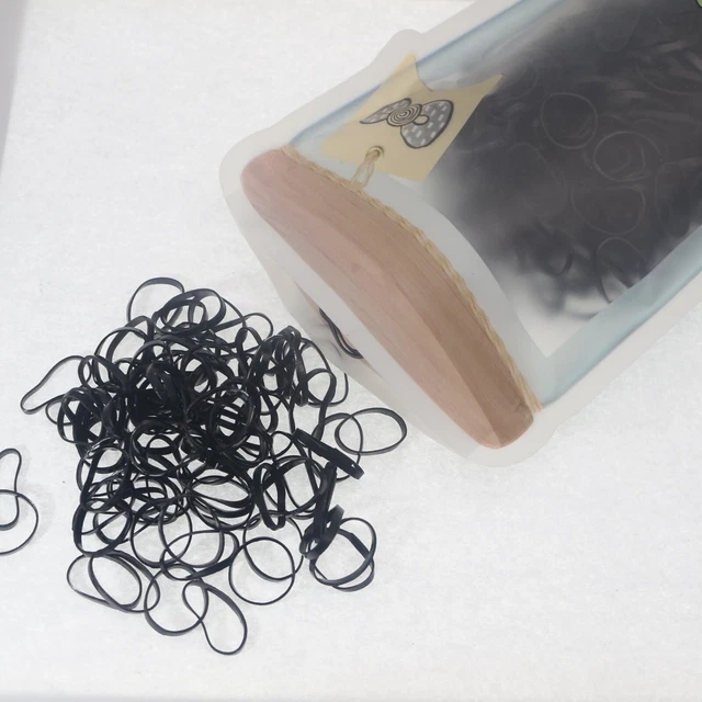 700 Black Mini Rubber Elastic Hair Ties Bands Rope Braids Plaits TPU for Girls