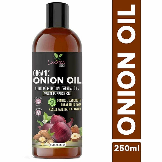 Aceite capilar de cebolla Luxura Sciences con 14 aceites esenciales para el crecimiento del cabello 250 ml
