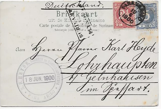 Ansichtskarte - Picture post card Paramaribo nach Gelnhausen, 1900