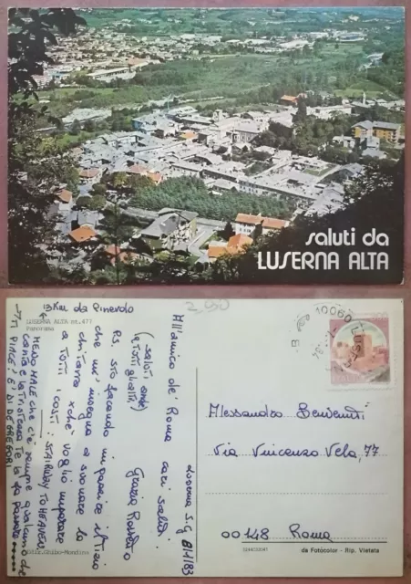 SALUTI DA LUSERNA ALTA m. 477 - PANORAMA 1984
