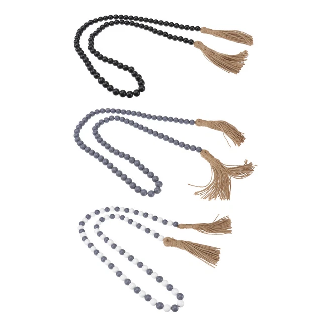 3pcs Style pastorale Natura Perle di legno Stringa con decorazione a