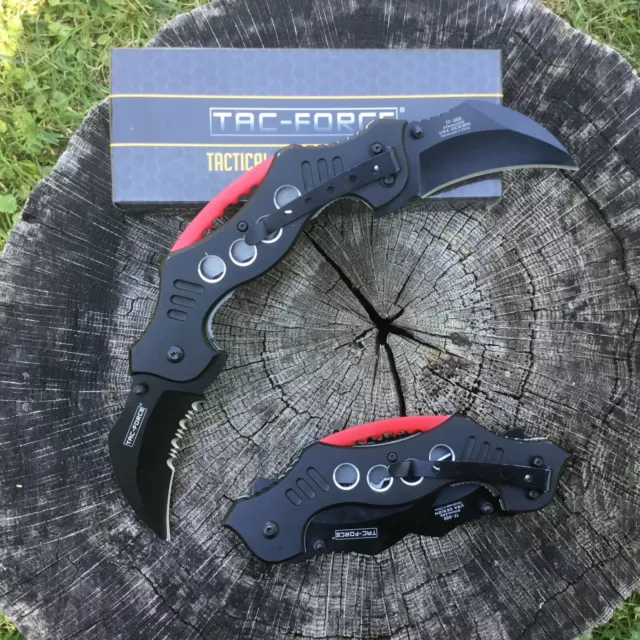 TWIN DUAL BLADE Karambit Claw SPRING ASSISTED OPEN Combat Folding POCKET KNIFE 2