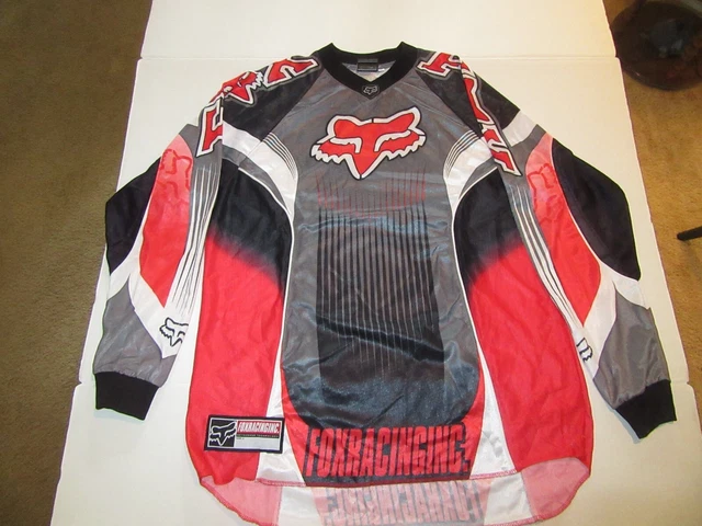 FOX Racing Jersey Mens Large Red Gray Black Long Sleeve Motocross Dirt Bike