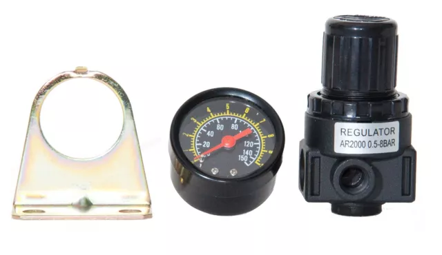 NEW Air Compressor Compressed Air Pressure Regulator W/ gauge, 1/4" NPT Ports 2