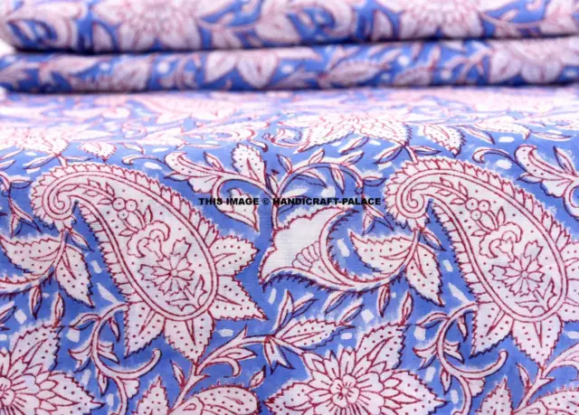 Indian Hand Block Print Cotton Fabric Natural Printed Handmade Sanganeri Vintage