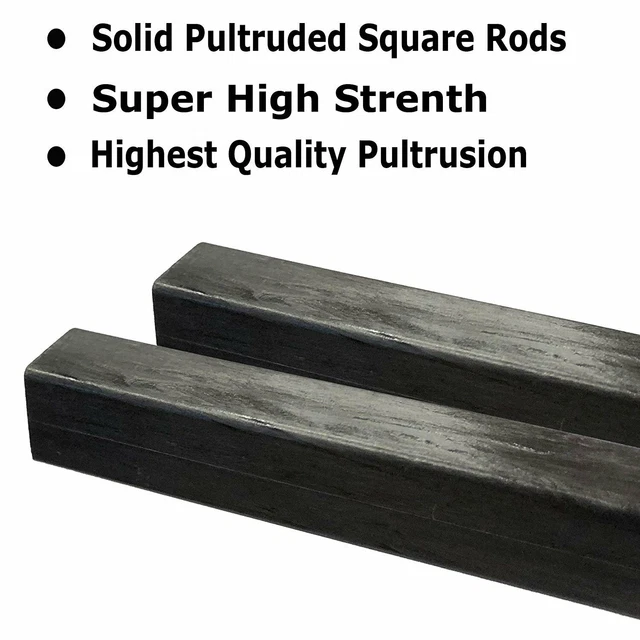 (2) 2mm X 1000mm - PULTRUDED-Square Carbon Fiber Rod. 100% Pultruded high...
