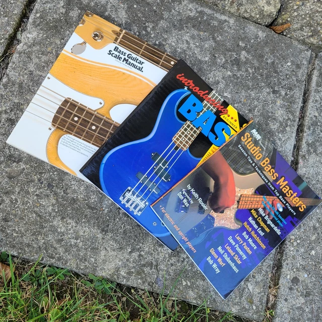 LOT OF 3 Bass Guitar Instruction Books Scale Manual Introducing Masters