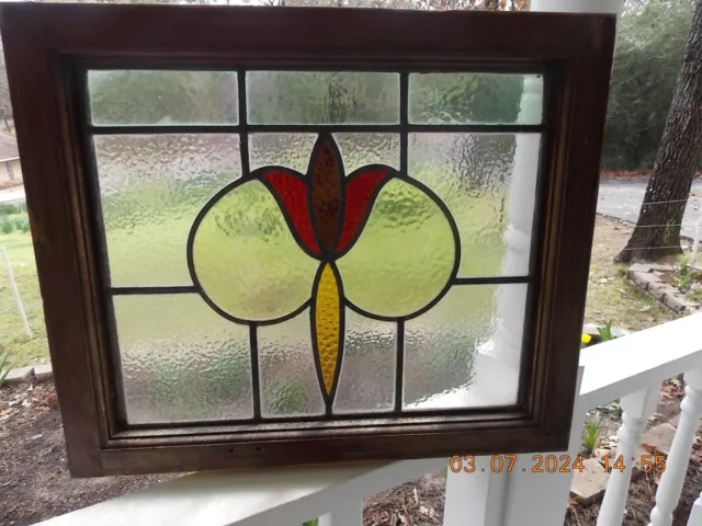 Arts & Craft English Leaded Stained-Glass Windows 22 1/2" X 18 3/4"