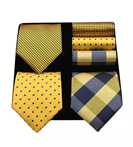 Mens Ties and Pocket Square Set Business Elegant Ties for Men Classic Lot 3 P...