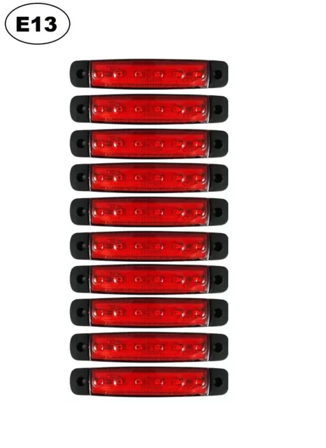 10X 12V 6 LED Luce Ingombro Rosso Per Auto Fuoristrada Tuning Posteriore