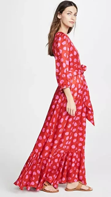 BORGO DE NOR BNWT Ariel Polka-Dot Silk-Jacquard Maxi Dress Size AU/UK 12 US 8 2