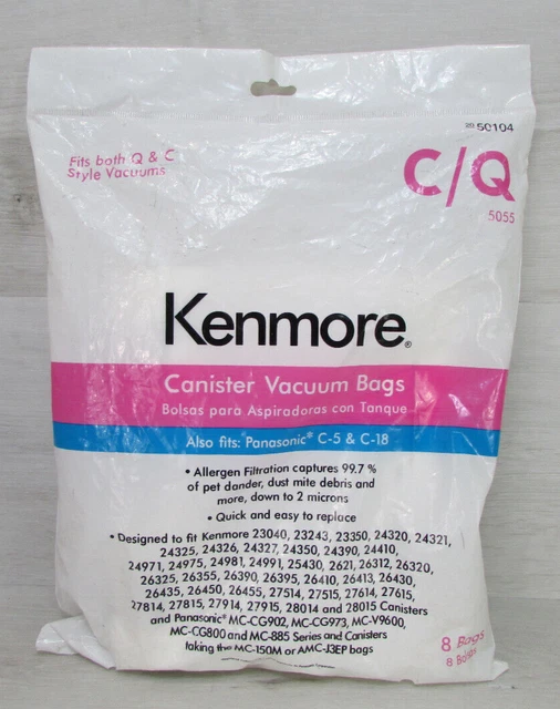 KENMORE TYPE C/Q 5055 8 Pack, Canister Vacuum Cleaner Bags 2050104 10