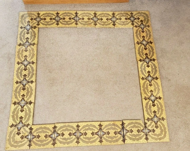Lot of 24 Antique Tiles Floor or Fireplace Surround Insert Vintage T9