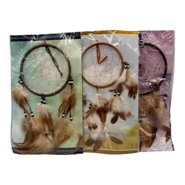 St Joseph's Indian School Lakota Sioux Dream Catcher With Feathers Lot Of 3