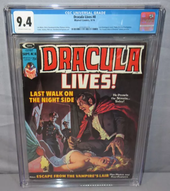 DRACULA LIVES #8 CGC 9.4 NM Marvel Monster Group Comics Horror Magazine 1974
