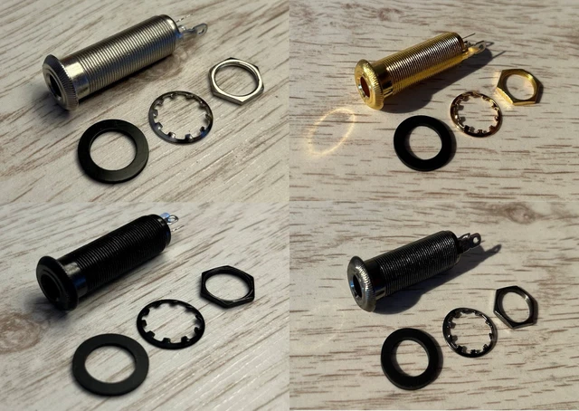 Jack Mono Nero Cosmo Presa Mono Da Pannello (Barrel Jack) Hosco Stile Ibanez - Nero Cosmo Per Chitarra/Basso Connettore Chitarra Nero