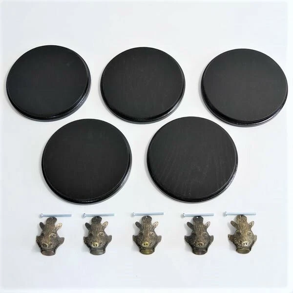 5 X Placa de Jabalí Tablero Keiler Gewaffbrett Oscuro AF15cm 5x Cabeza Ornamento 3