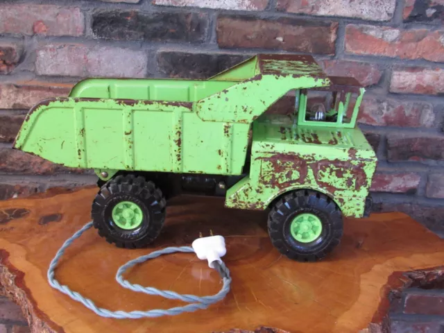 💡Vintage Repurposed GREEN Nylint Pressed Steel Toy Dump Truck Night Light Lamp 2