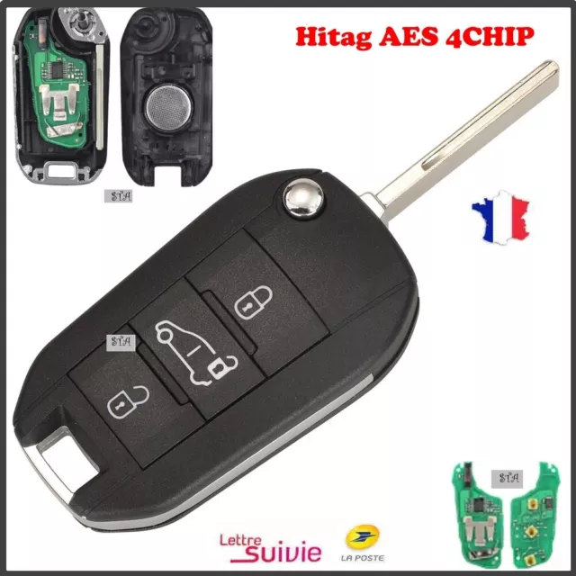 Clé Vierge Hitag Aes 4A  Peugeot 308 208 3008 508 5008 Expert partner + 2018